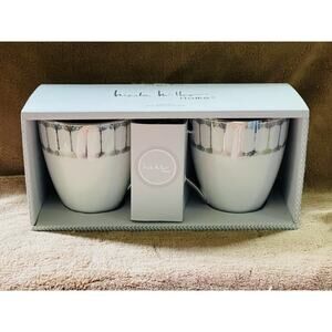 Nicole Miller Boxed Set of Porcelain 16oz Coffee Mugs w/Silver Accents